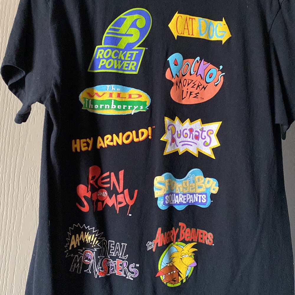 All Nickelodeon Cartoon Characters Black Graphic T Shirt - Picture 5 of 5